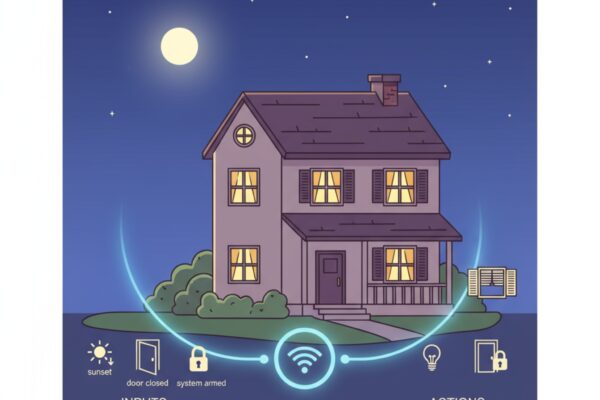 Comment programmer un scénario domotique pour sécuriser la maison la nuit?