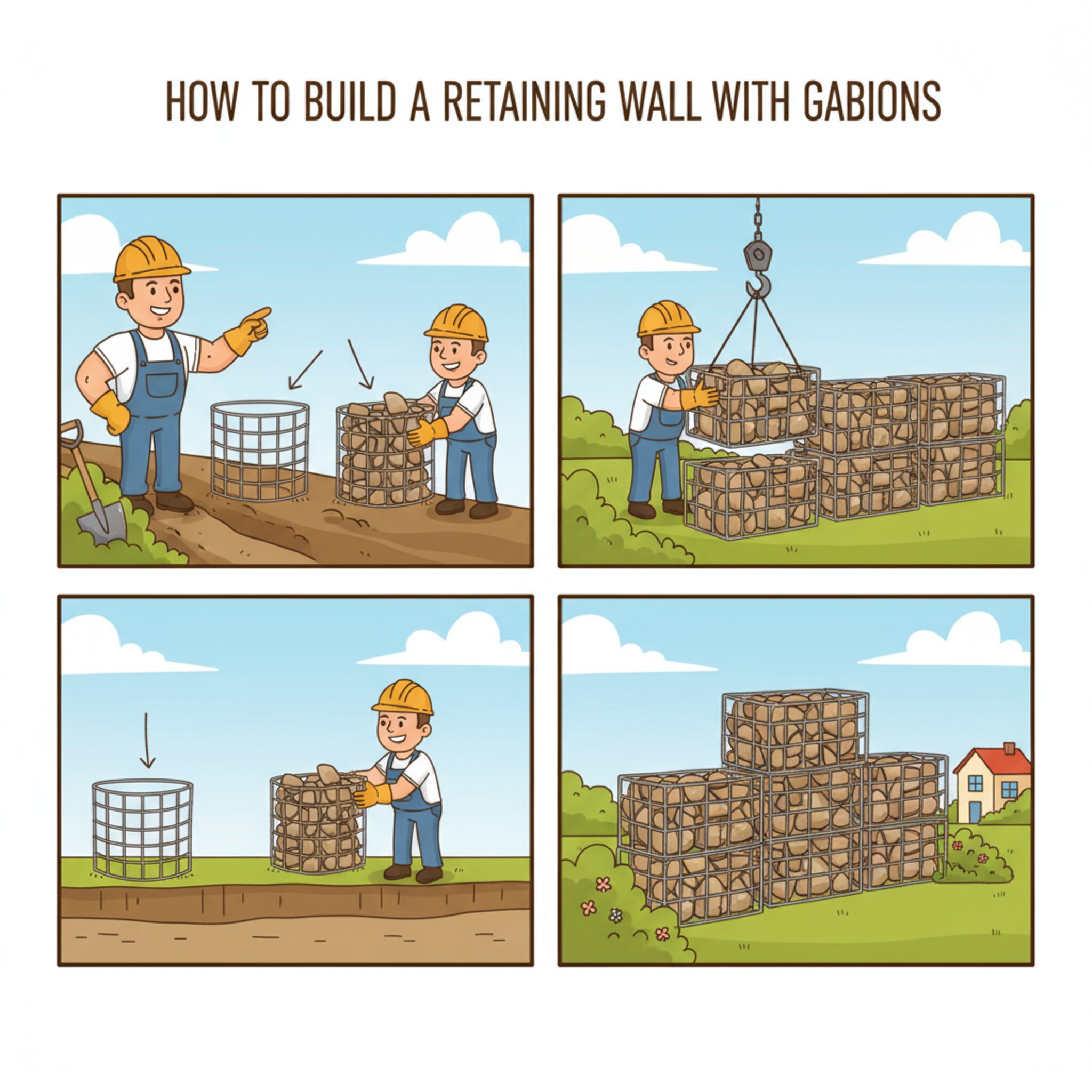 Comment réaliser un mur de soutènement en gabions?