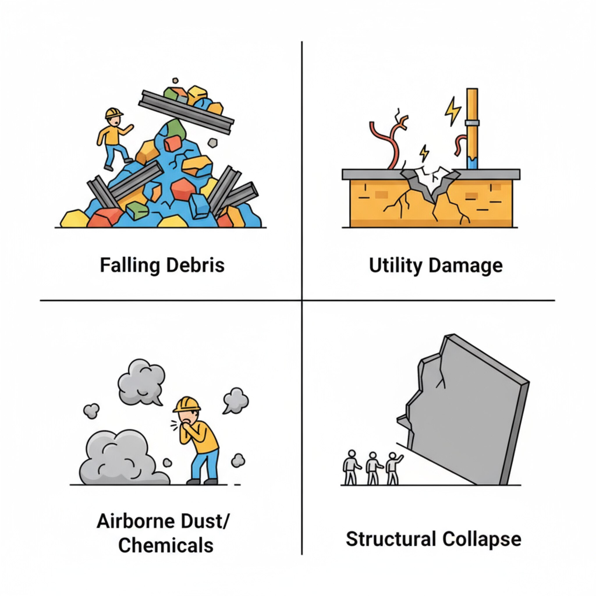 Quels sont les risques fréquents lors des travaux de démolition?