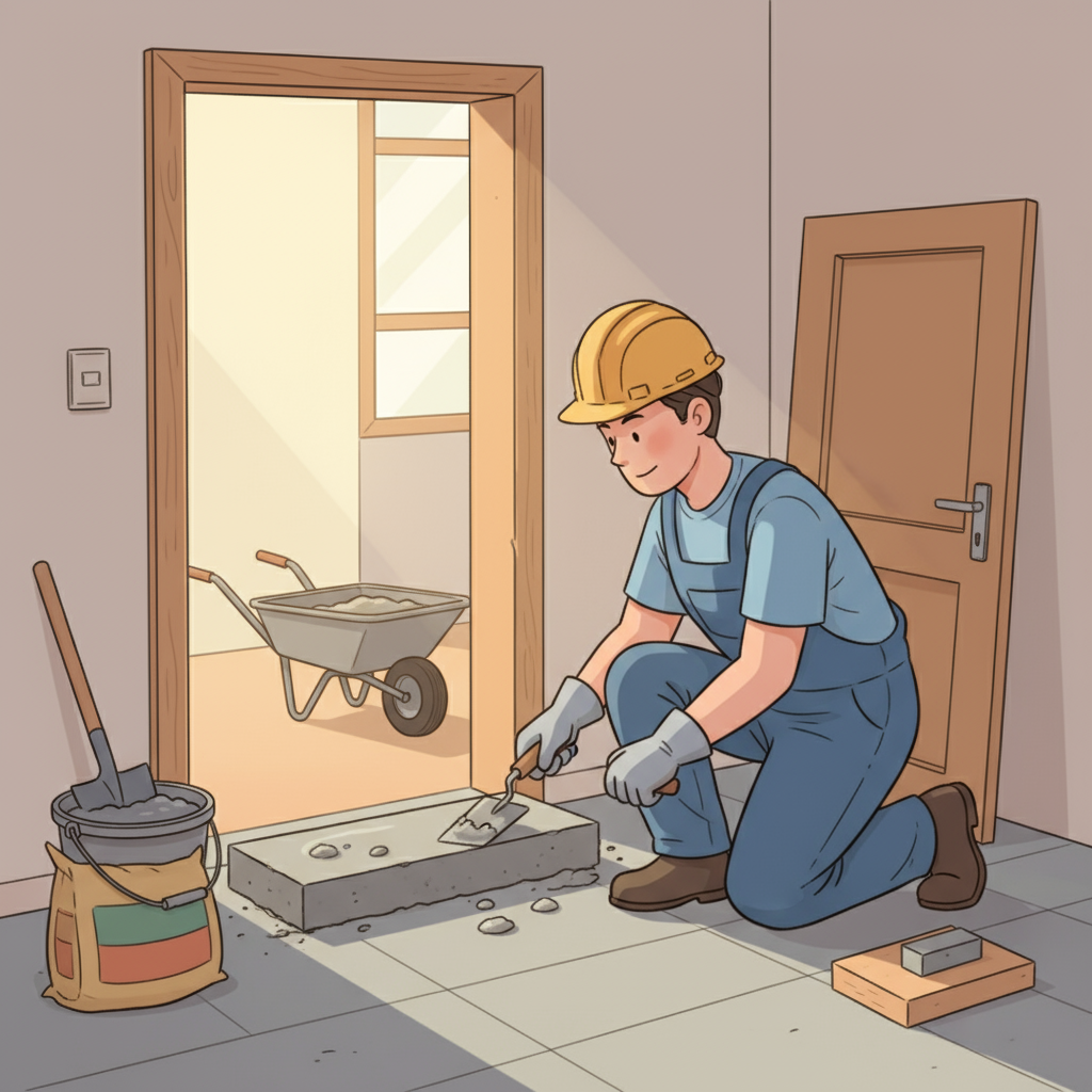 Comment poser un seuil en béton dans une ouverture de porte?
