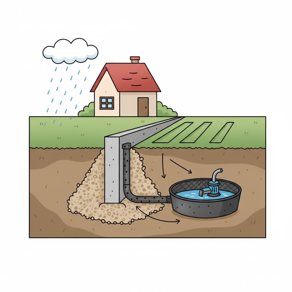 Quelles sont les techniques de drainage utilisées autour des murs enterrés?