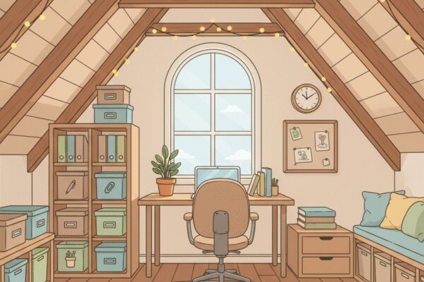 Comment organiser un espace sous les combles en bureau fonctionnel?
