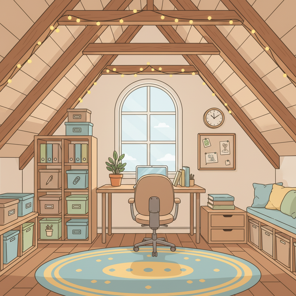 Comment organiser un espace sous les combles en bureau fonctionnel?