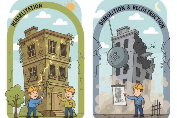 Quels sont les avantages de la réhabilitation par rapport à la démolition-reconstruction?