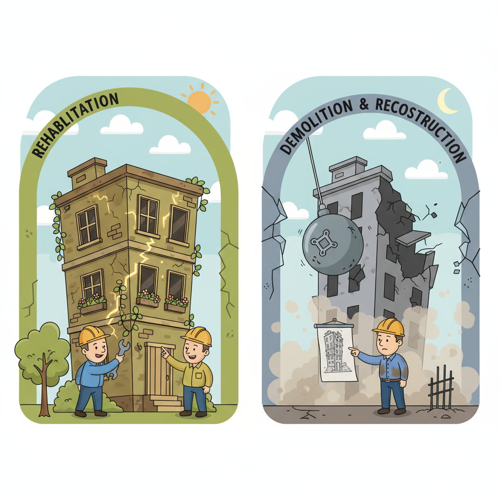 Quels sont les avantages de la réhabilitation par rapport à la démolition-reconstruction?