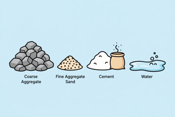 Quels sont les composants essentiels du béton utilisé en gros œuvre?