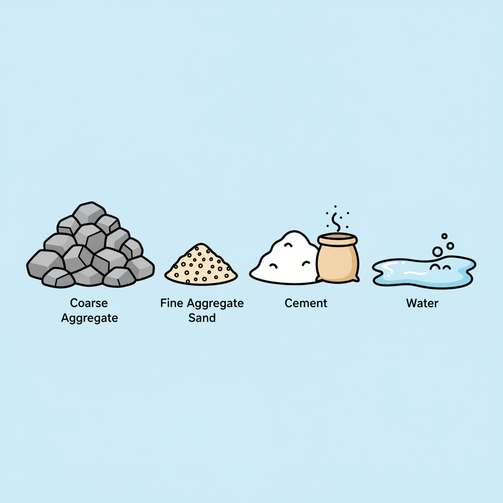 Quels sont les composants essentiels du béton utilisé en gros œuvre?