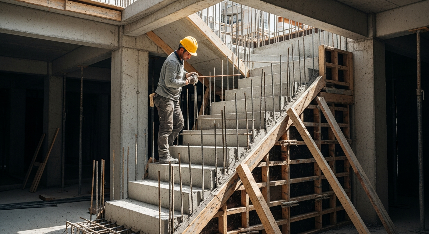 Comment réaliser un escalier en béton dans une construction neuve?