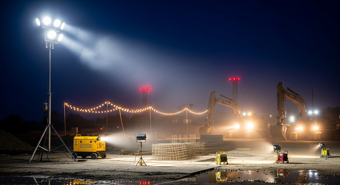 Quels sont les types d’éclairage utilisés sur les chantiers nocturnes?